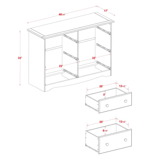 Commode à 6 tiroirs 100 % bois massif de Palace Imports
