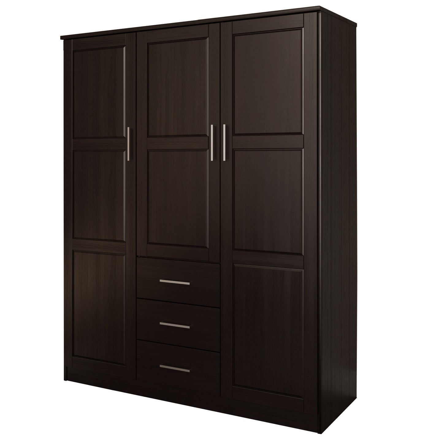 Armoire penderie Cosmo 3 portes 100 % bois massif de Palace Imports avec portes en bois massif ou en miroir