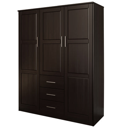 Armoire penderie Cosmo 3 portes 100 % bois massif de Palace Imports avec portes en bois massif ou en miroir