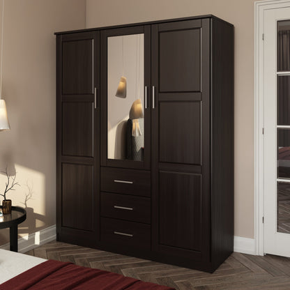 Armoire penderie Cosmo 3 portes 100 % bois massif de Palace Imports avec portes en bois massif ou en miroir