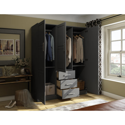 Armoire penderie Cosmo 3 portes 100 % bois massif de Palace Imports avec portes en bois massif ou en miroir