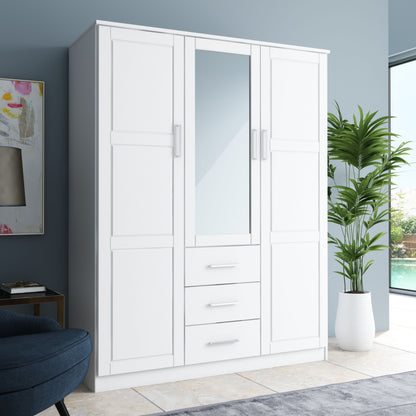 Armoire penderie Cosmo 3 portes 100 % bois massif de Palace Imports avec portes en bois massif ou en miroir