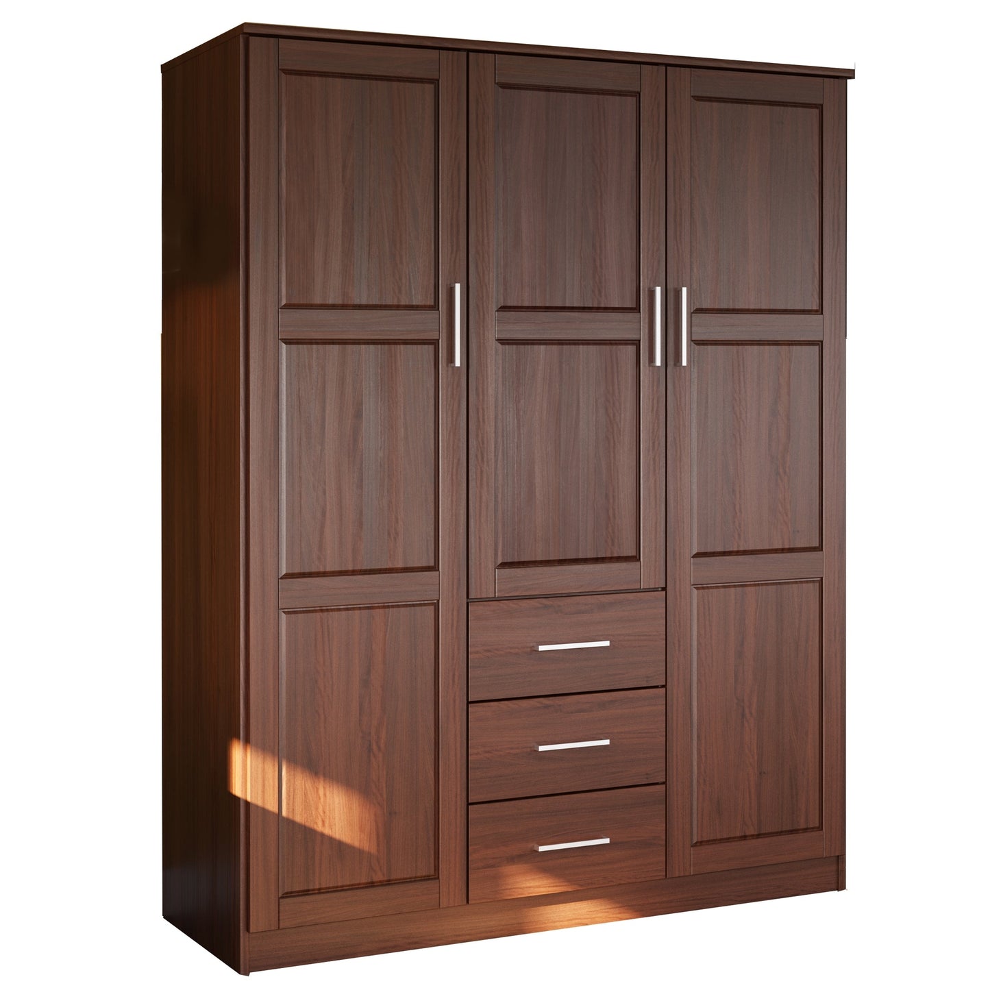 Armoire penderie Cosmo 3 portes 100 % bois massif de Palace Imports avec portes en bois massif ou en miroir