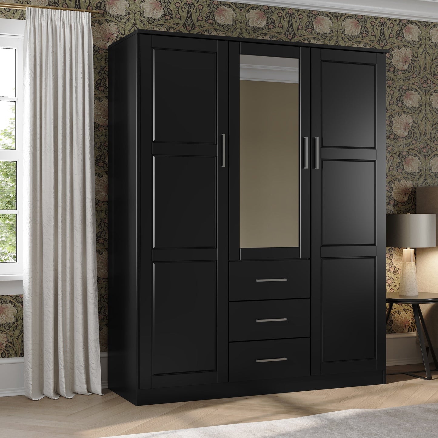 Armoire penderie Cosmo 3 portes 100 % bois massif de Palace Imports avec portes en bois massif ou en miroir