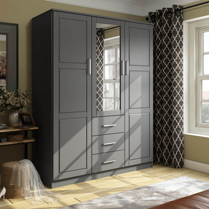 Armoire penderie Cosmo 3 portes 100 % bois massif de Palace Imports avec portes en bois massif ou en miroir