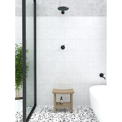 Banc de douche en teck Sumba breveté avec étagère