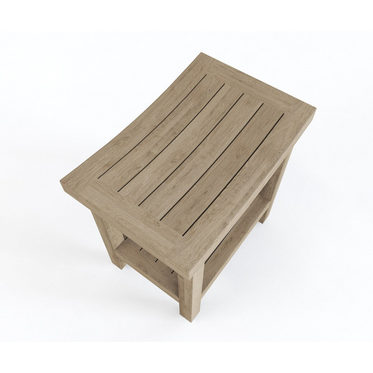 Banc de douche en teck Sumba breveté avec étagère