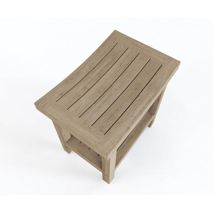 Banc de douche en teck Sumba breveté avec étagère