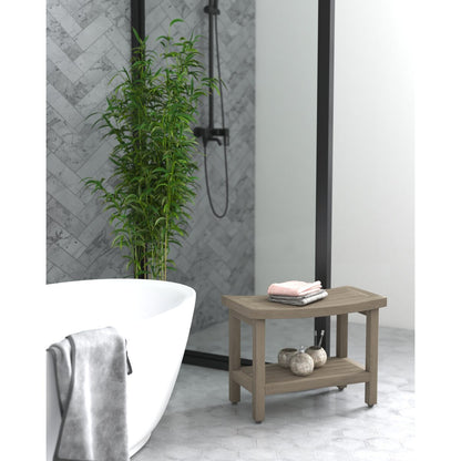 Banc de douche en teck Sumba breveté avec étagère