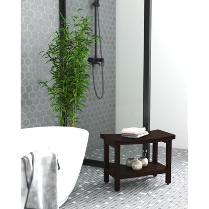 Banc de douche en teck Sumba breveté avec étagère