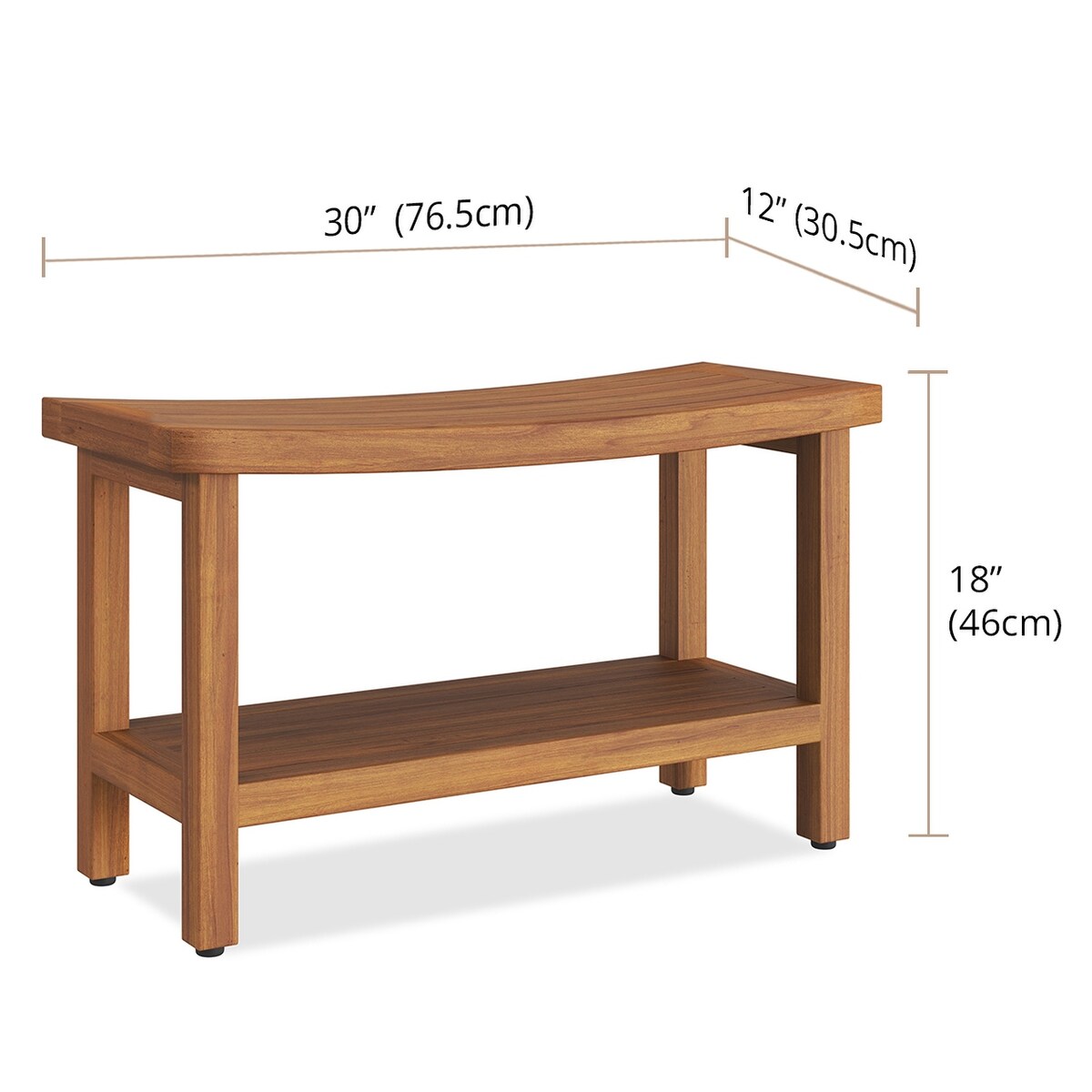 Banc de douche en teck Sumba breveté avec étagère