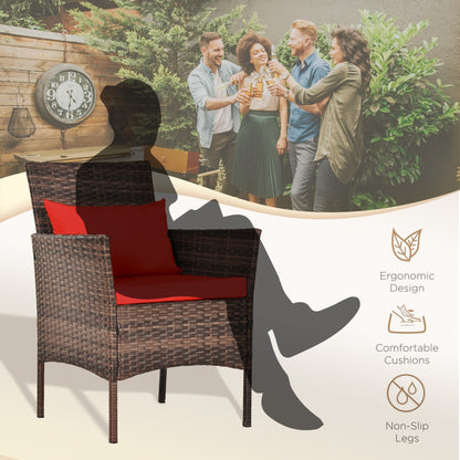 Ensemble de bistrot de conversation 3 pièces pour patio, meubles de conversation d'extérieur, chaises en osier et table de rangement, ensemble de meubles de balcon pour porche