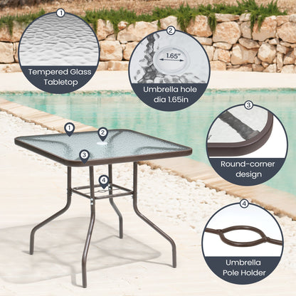 Ensemble de patio Pellebant 6 pièces avec table, parasol et 4 chaises pliantes – 22,4 l x 26,8 p x 34,4 h