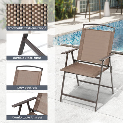 Ensemble de patio Pellebant 6 pièces avec table, parasol et 4 chaises pliantes – 22,4 l x 26,8 p x 34,4 h