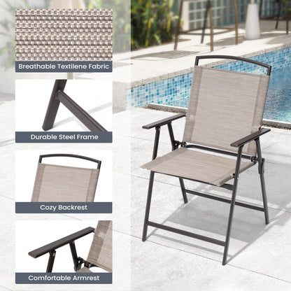 Ensemble de patio Pellebant 6 pièces avec table, parasol et 4 chaises pliantes – 22,4 l x 26,8 p x 34,4 h