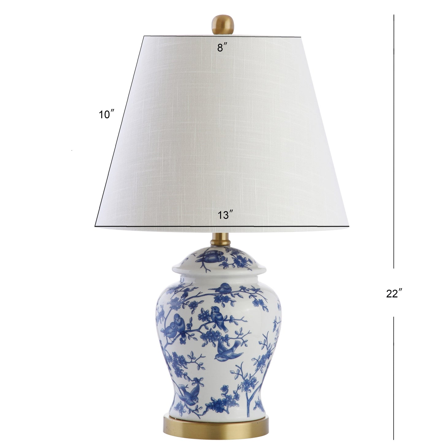 Lampe de table LED Penelope 22 Chinoiserie, bleu/blanc par JONATHAN Y