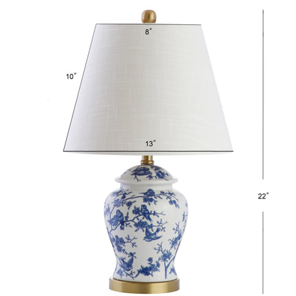 Lampe de table LED Penelope 22 Chinoiserie, bleu/blanc par JONATHAN Y
