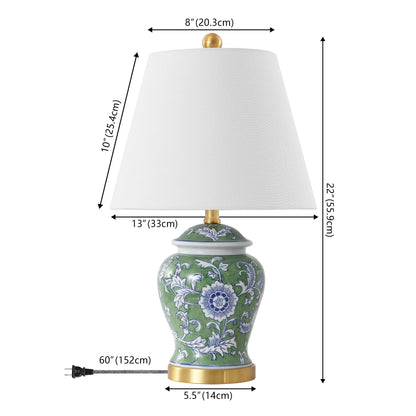 Lampe de table LED Penelope 22 Chinoiserie, bleu/blanc par JONATHAN Y