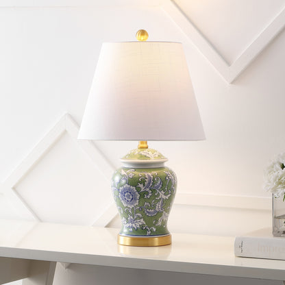 Lampe de table LED Penelope 22 Chinoiserie, bleu/blanc par JONATHAN Y