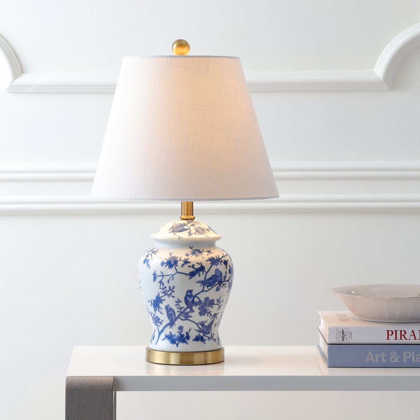 Lampe de table LED Penelope 22 Chinoiserie, bleu/blanc par JONATHAN Y
