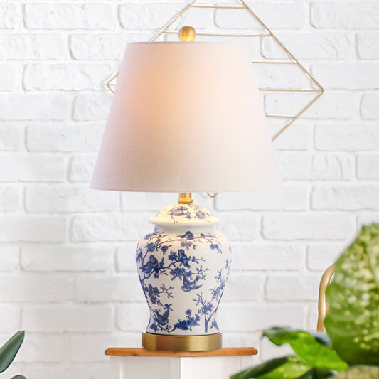 Lampe de table LED Penelope 22 Chinoiserie, bleu/blanc par JONATHAN Y