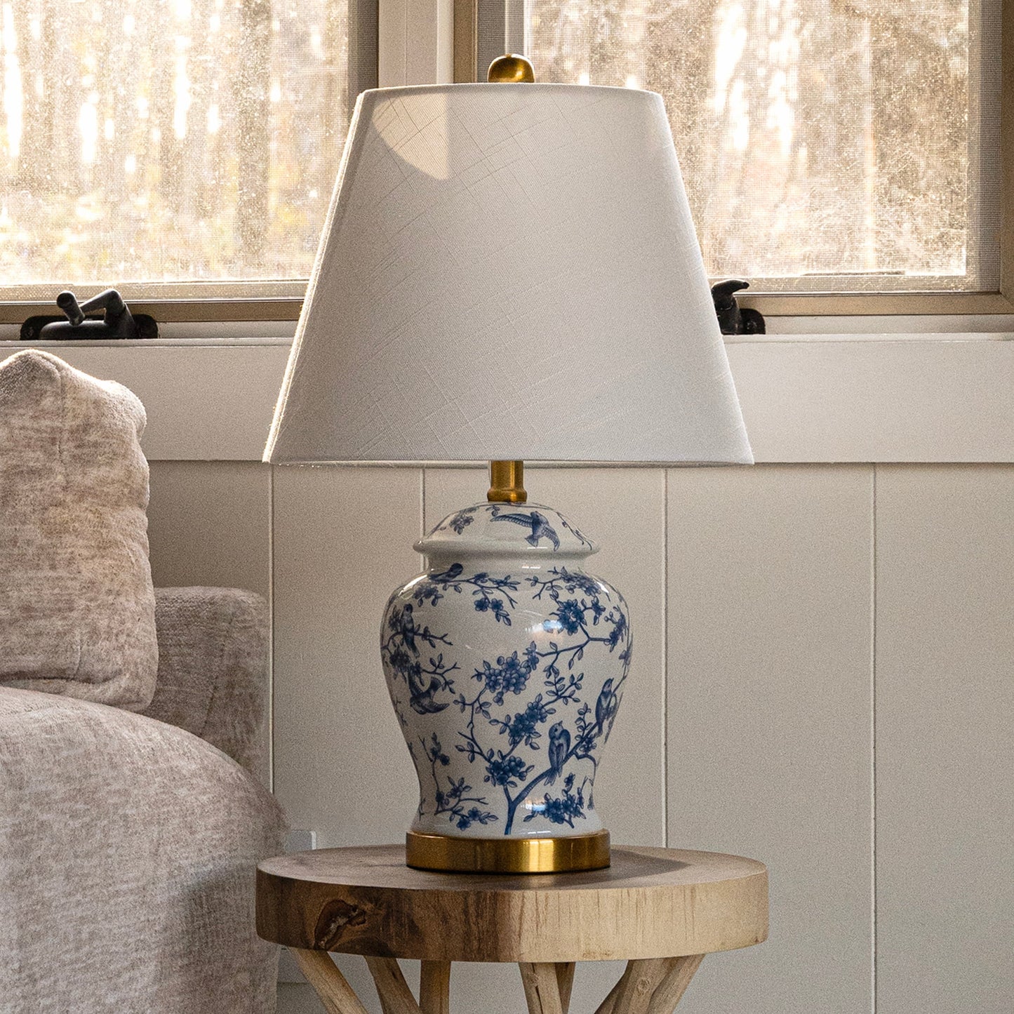 Lampe de table LED Penelope 22 Chinoiserie, bleu/blanc par JONATHAN Y