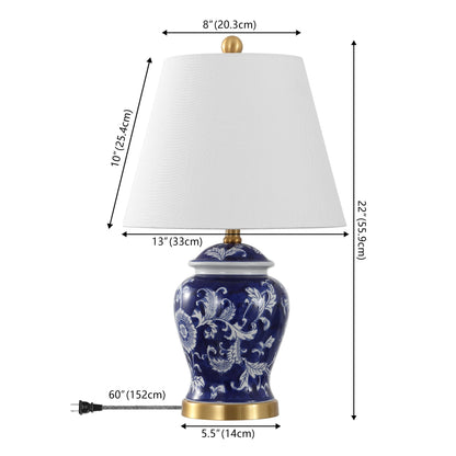 Lampe de table LED Penelope 22 Chinoiserie, bleu/blanc par JONATHAN Y