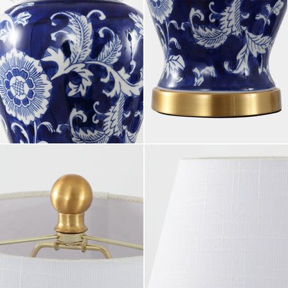 Lampe de table LED Penelope 22 Chinoiserie, bleu/blanc par JONATHAN Y