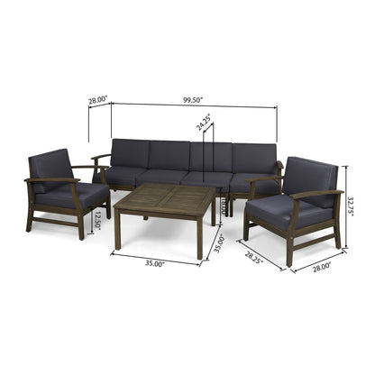 Ensemble de salon de jardin Perla en bois d'acacia, 7 pièces, par Christopher Knight Home