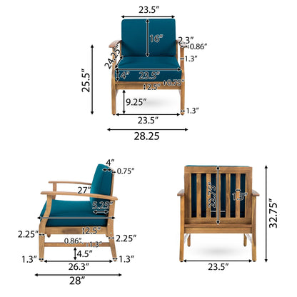 Ensemble de salon de jardin Perla en bois d'acacia, 7 pièces, par Christopher Knight Home