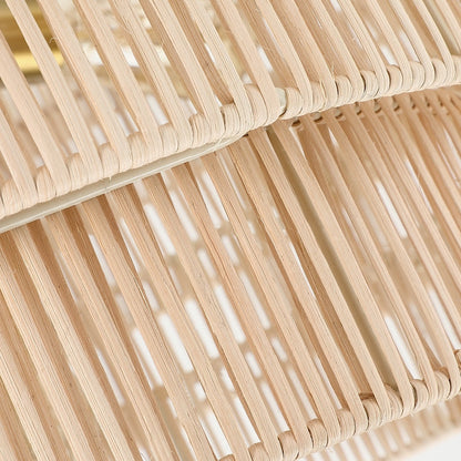 Lustre bohème moderne Piersan à 5 lumières avec abat-jour en rotin à plusieurs niveaux – 26 po de largeur