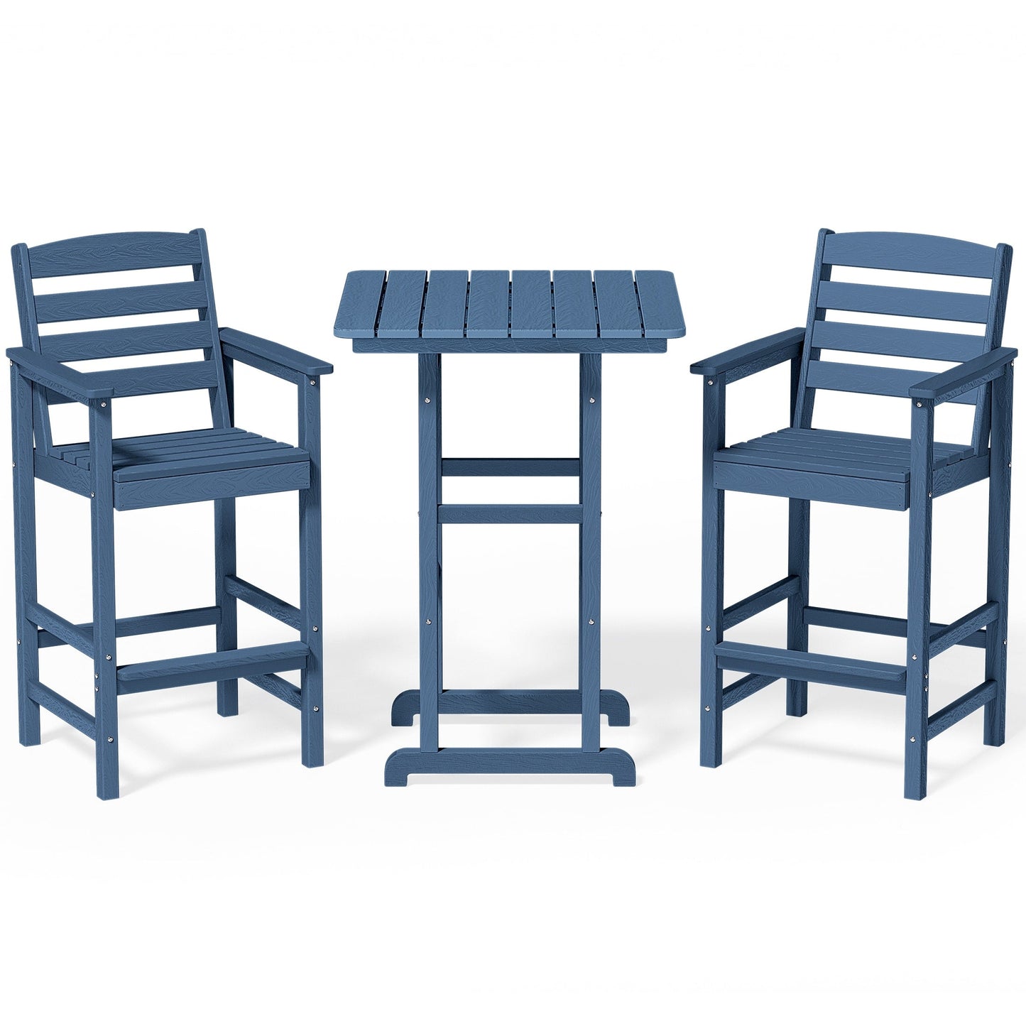 Ensemble de 3 chaises hautes Adirondack en plastique pour patio