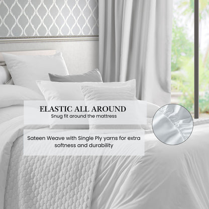 Parure de draps Pointehaven en coton à fibres longues 620 fils au pouce carré avec poche profonde