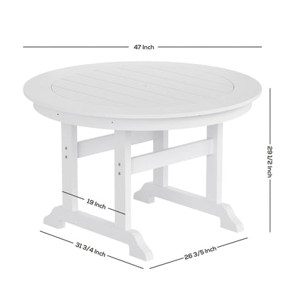 Ensemble de salle à manger d'extérieur Polytrends Laguna en PEHD, toutes saisons, avec table ronde et fauteuils (ensemble de 5 pièces)
