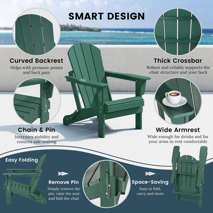 Chaise pliante Adirondack Polytrends Laguna résistante à la décoloration et aux intempéries pour patio extérieur