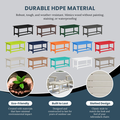 Table basse rectangulaire d'extérieur Polytrends Laguna en PEHD, toutes saisons