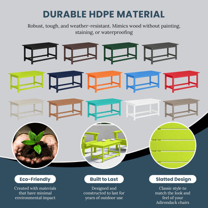 Table basse rectangulaire d'extérieur Polytrends Laguna en PEHD, toutes saisons