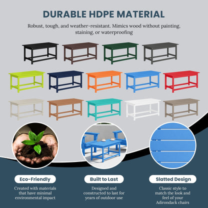 Table basse rectangulaire d'extérieur Polytrends Laguna en PEHD, toutes saisons