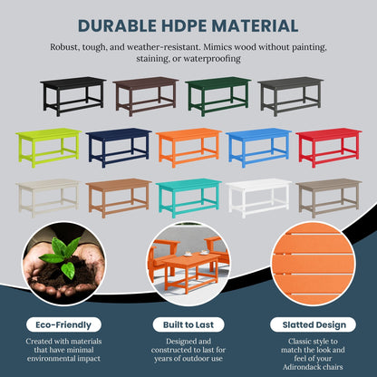 Table basse rectangulaire d'extérieur Polytrends Laguna en PEHD, toutes saisons