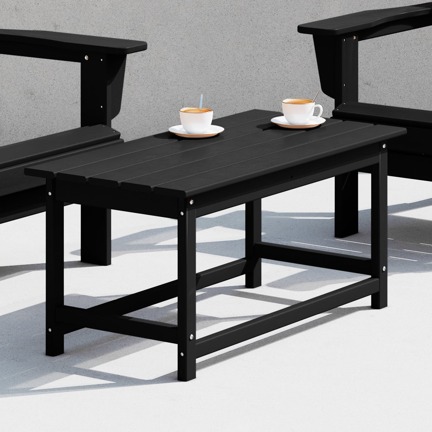 Table basse rectangulaire d'extérieur Polytrends Laguna en PEHD, toutes saisons