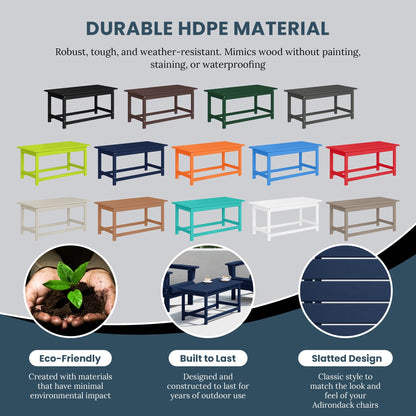 Table basse rectangulaire d'extérieur Polytrends Laguna en PEHD, toutes saisons