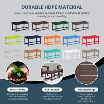 Table basse rectangulaire d'extérieur Polytrends Laguna en PEHD, toutes saisons