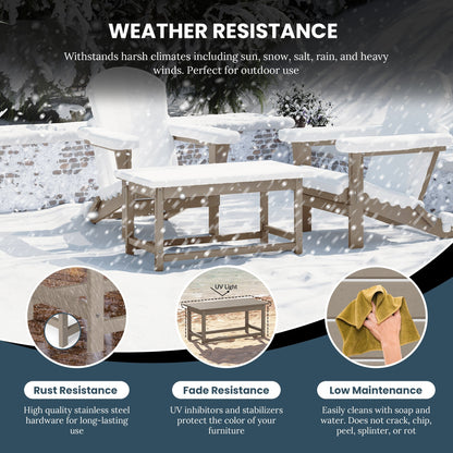 Table basse rectangulaire d'extérieur Polytrends Laguna en PEHD, toutes saisons