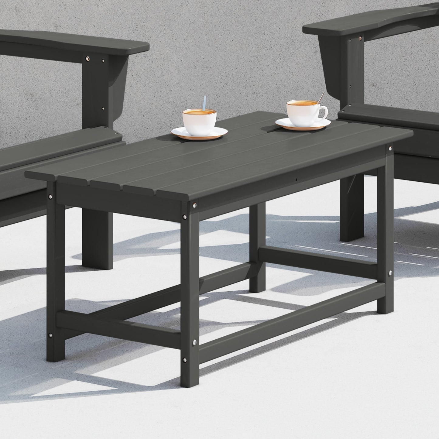 Table basse rectangulaire d'extérieur Polytrends Laguna en PEHD, toutes saisons