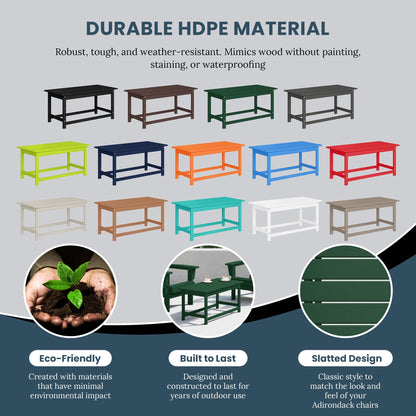 Table basse rectangulaire d'extérieur Polytrends Laguna en PEHD, toutes saisons