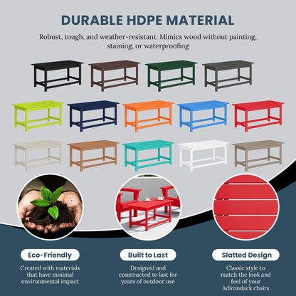 Table basse rectangulaire d'extérieur Polytrends Laguna en PEHD, toutes saisons