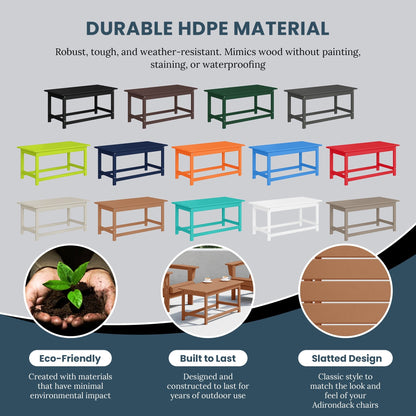 Table basse rectangulaire d'extérieur Polytrends Laguna en PEHD, toutes saisons