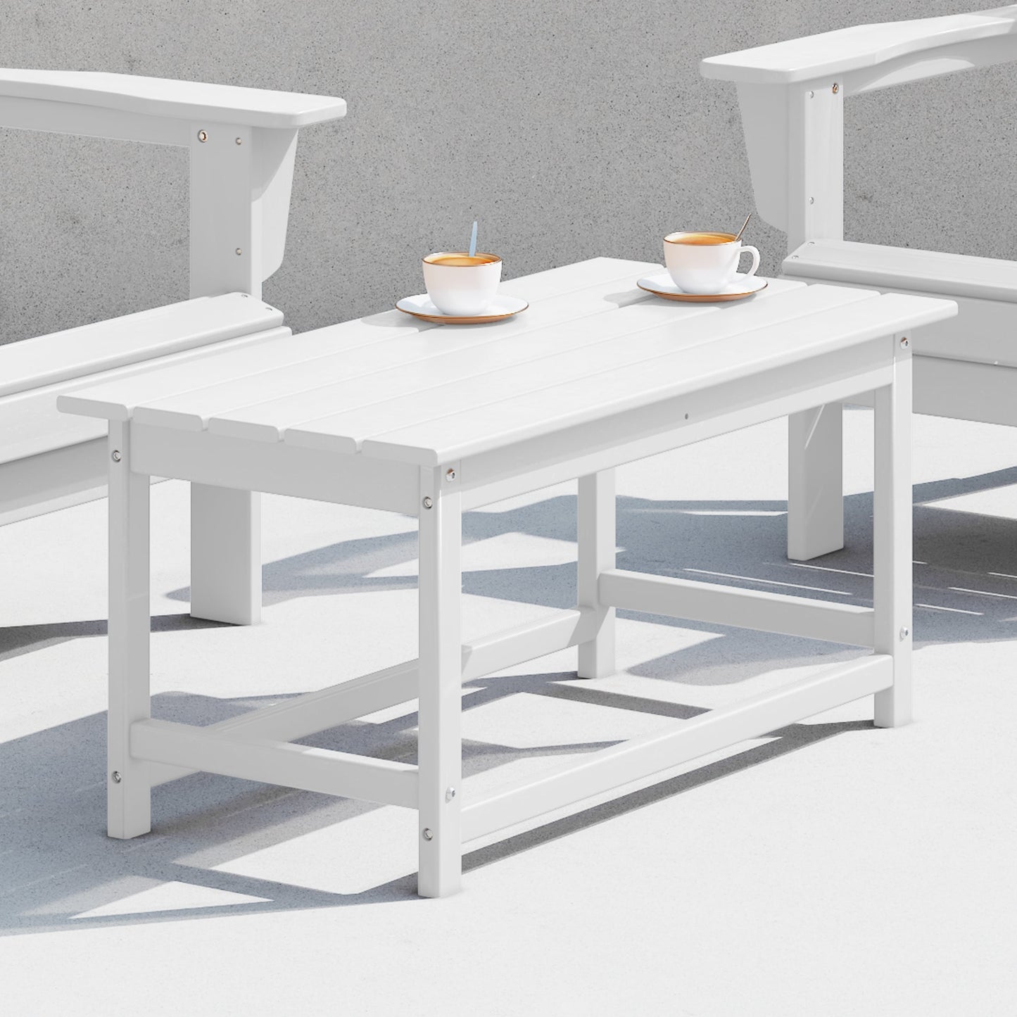 Table basse rectangulaire d'extérieur Polytrends Laguna en PEHD, toutes saisons