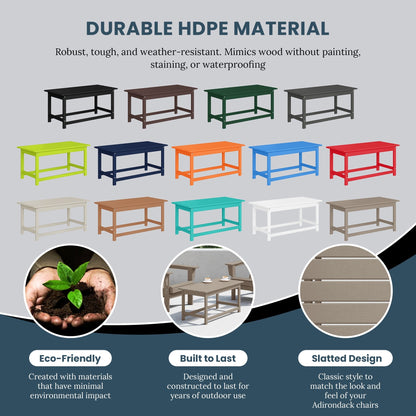 Table basse rectangulaire d'extérieur Polytrends Laguna en PEHD, toutes saisons