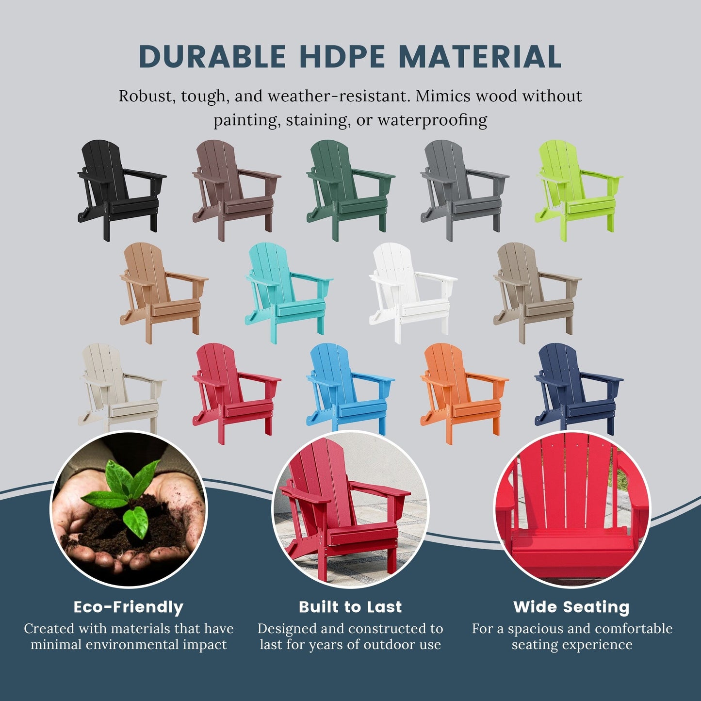 Chaises pliantes Adirondack Polytrends Laguna résistantes aux intempéries (lot de 4)